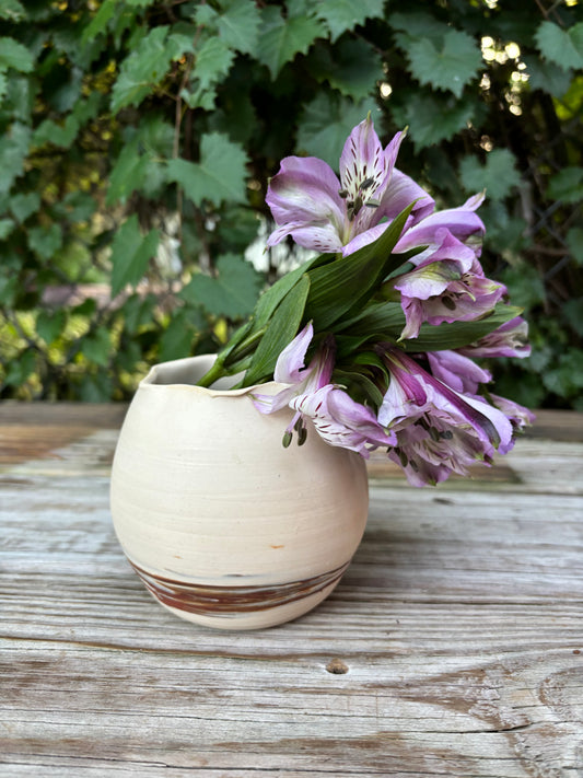 White Flower Vase, Swirl Base